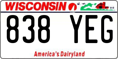 WI license plate 838YEG