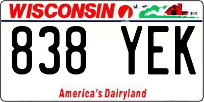 WI license plate 838YEK