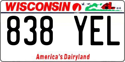 WI license plate 838YEL