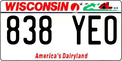 WI license plate 838YEO