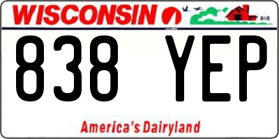 WI license plate 838YEP