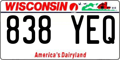 WI license plate 838YEQ