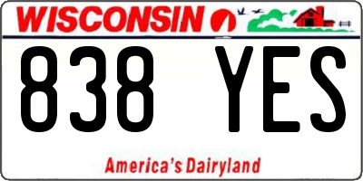 WI license plate 838YES