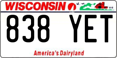 WI license plate 838YET