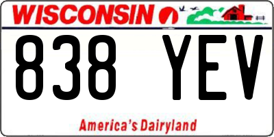 WI license plate 838YEV