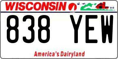 WI license plate 838YEW
