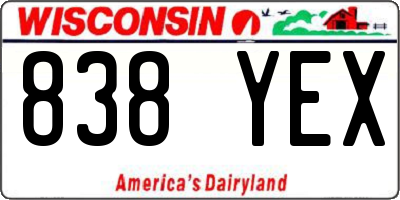 WI license plate 838YEX