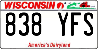 WI license plate 838YFS