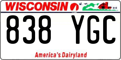 WI license plate 838YGC