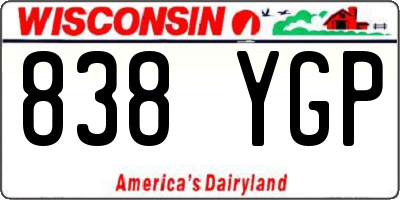 WI license plate 838YGP