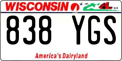 WI license plate 838YGS