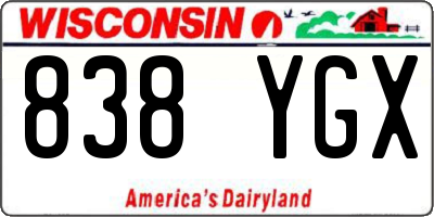 WI license plate 838YGX