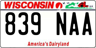 WI license plate 839NAA