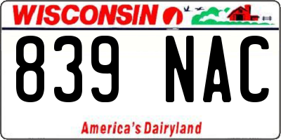 WI license plate 839NAC