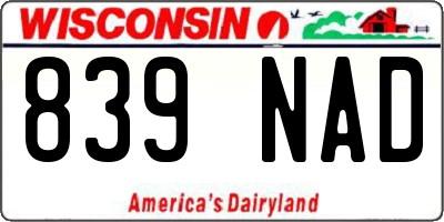 WI license plate 839NAD