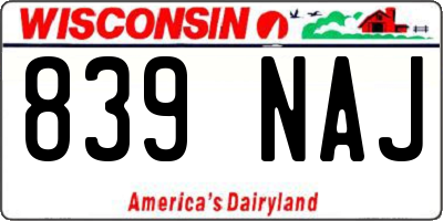 WI license plate 839NAJ