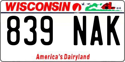 WI license plate 839NAK