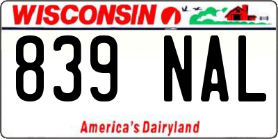 WI license plate 839NAL