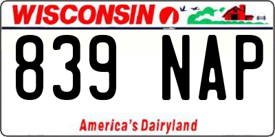 WI license plate 839NAP