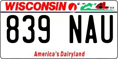WI license plate 839NAU