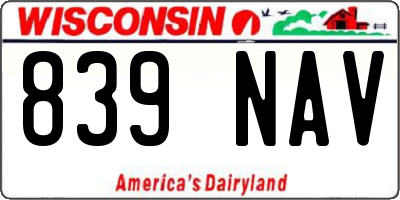 WI license plate 839NAV