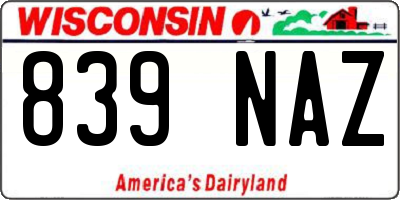 WI license plate 839NAZ