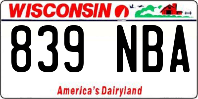 WI license plate 839NBA