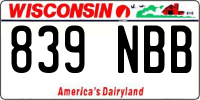 WI license plate 839NBB