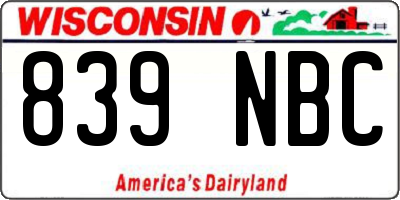 WI license plate 839NBC