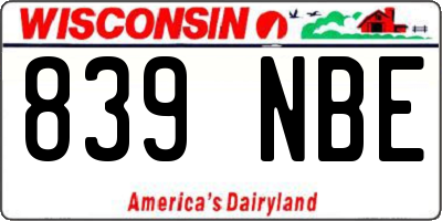 WI license plate 839NBE