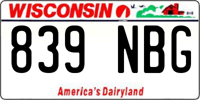 WI license plate 839NBG