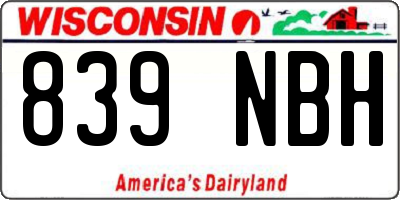 WI license plate 839NBH