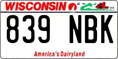 WI license plate 839NBK