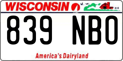 WI license plate 839NBO