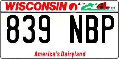 WI license plate 839NBP