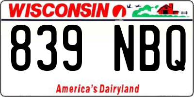 WI license plate 839NBQ