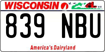 WI license plate 839NBU