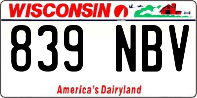 WI license plate 839NBV