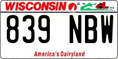 WI license plate 839NBW