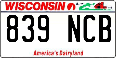 WI license plate 839NCB