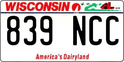 WI license plate 839NCC