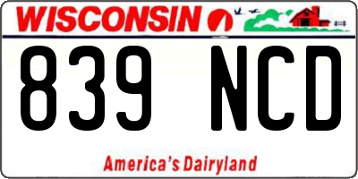 WI license plate 839NCD