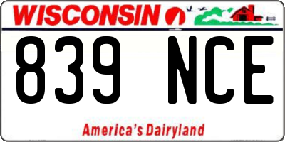 WI license plate 839NCE