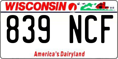 WI license plate 839NCF