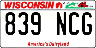 WI license plate 839NCG