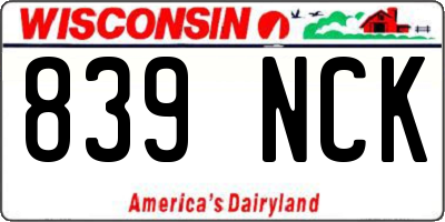 WI license plate 839NCK