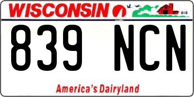 WI license plate 839NCN