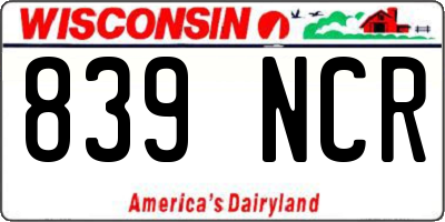 WI license plate 839NCR