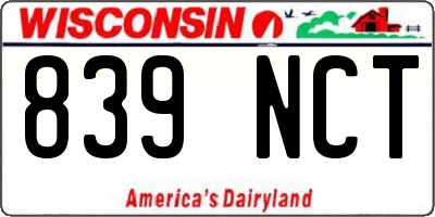 WI license plate 839NCT