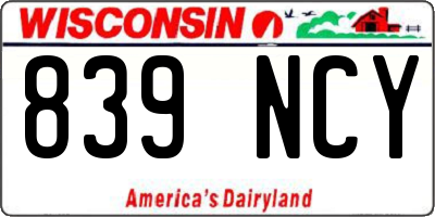 WI license plate 839NCY
